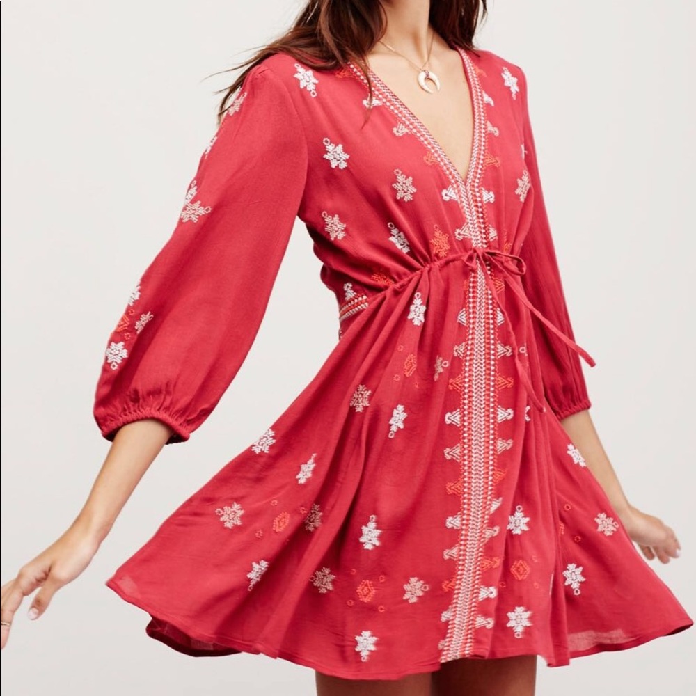 Free People StarGazer BOHO embroidered Mini Dress